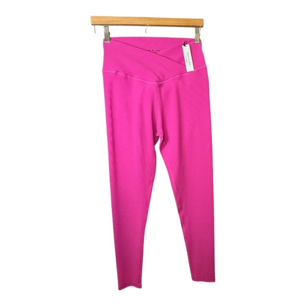 Anna & Ava Active Crossover High-Waist Ribbed Leggings Pink Fuchsia Medium | NWT